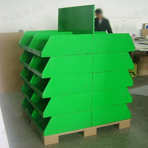 雙面擺放產品綠色紙製陳列架－側面