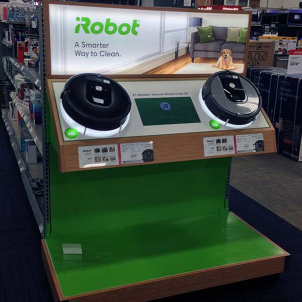 超市端側掃地機器人木製展示台